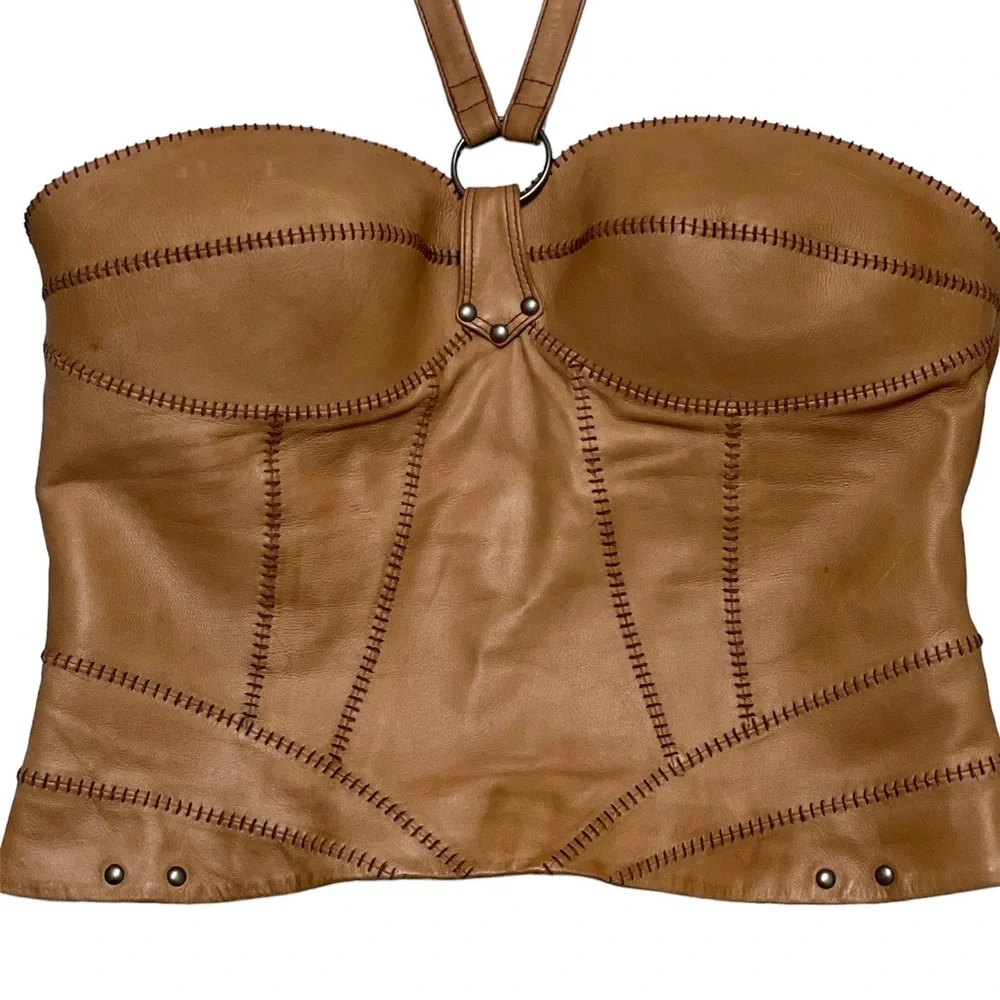 Harley Davidson Leather Halter Top - Picture 5 of 9